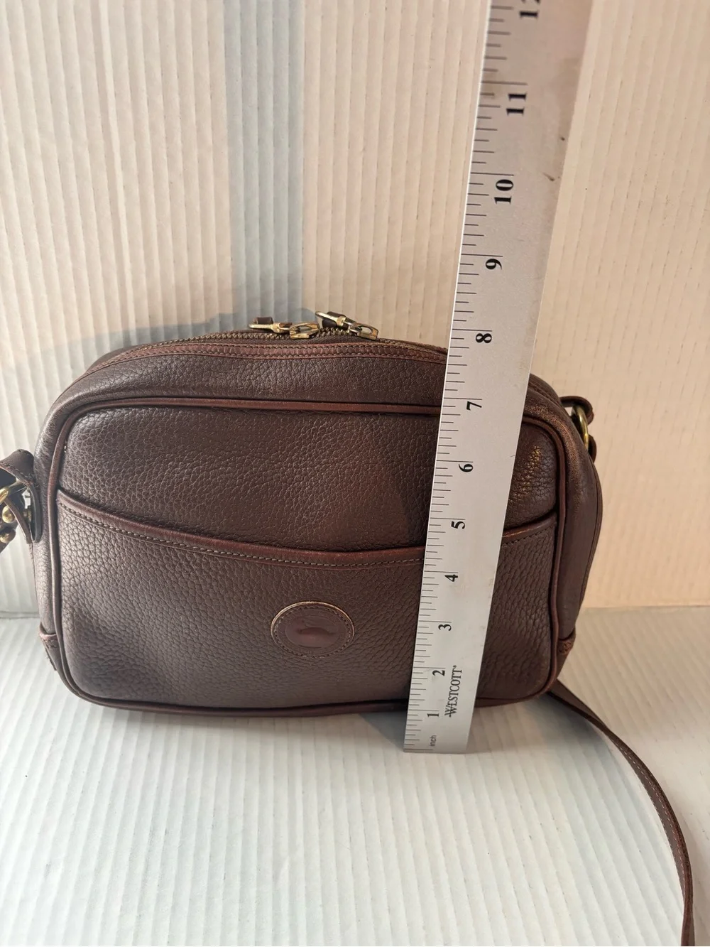Dooney & Bourke Brown Pebbled Leather Messenger Crossbody